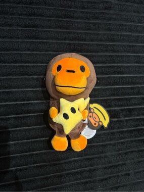 Bape Brown and Orange Ape Plush Keychain with Yellow Star